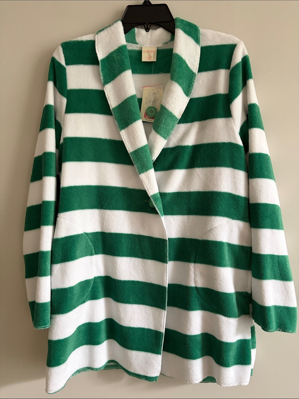 Jasmine & Ginger Green and White Striped Robe Jacket